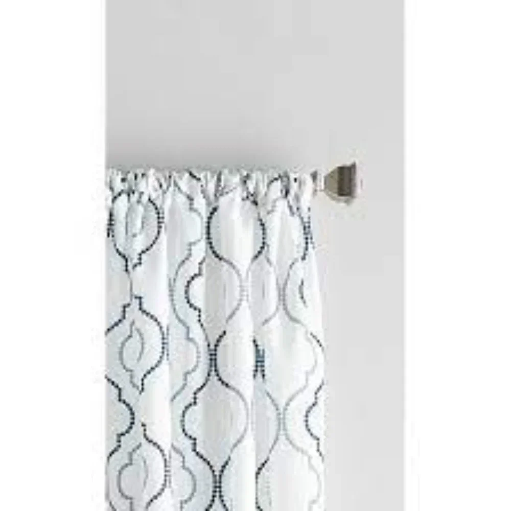 WINSTON PORTER Blue Ahrendt Geometric Rod Pocket Single Curtain Panel 50 x 95